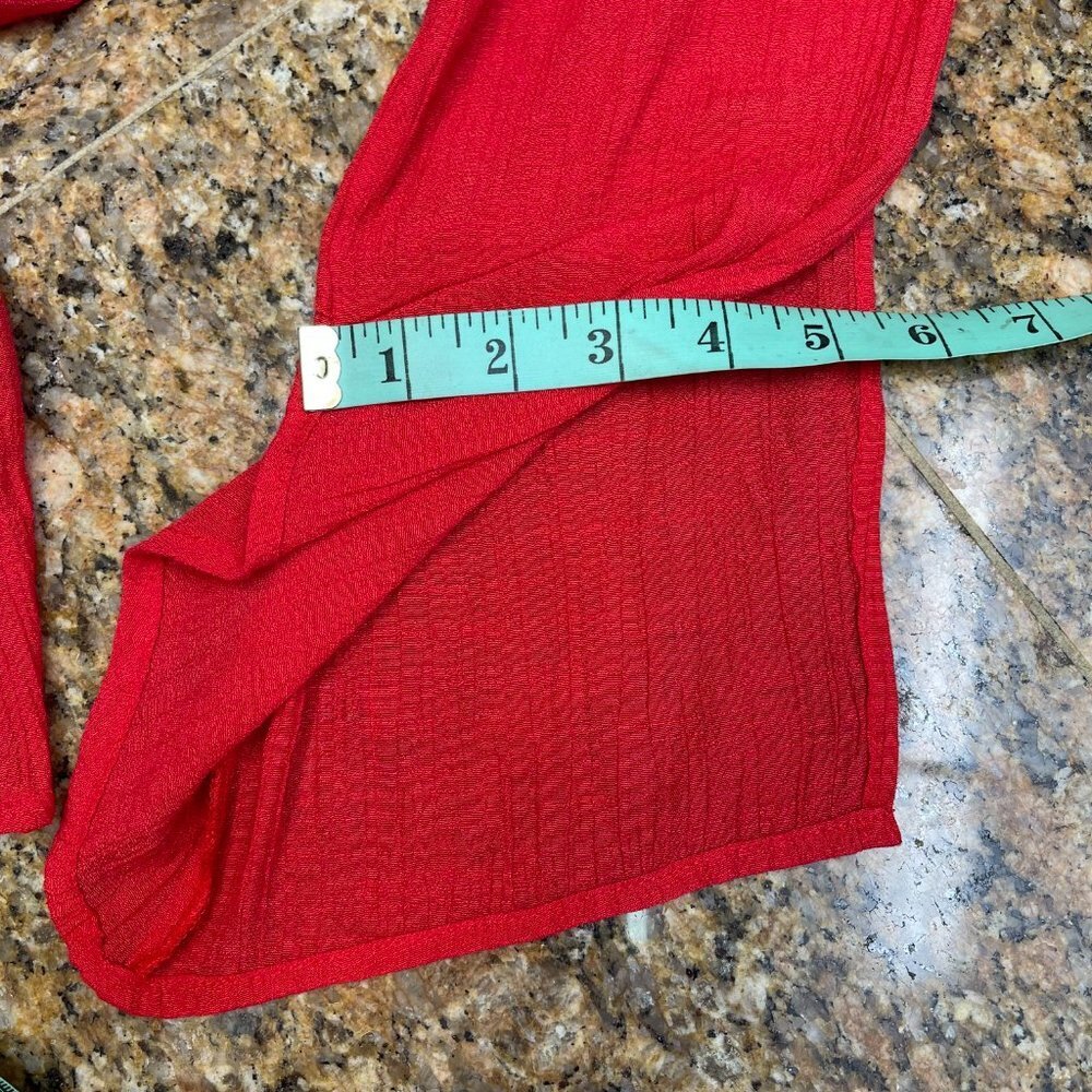 Counterparts Women Red Handkerchief Blouse Top 3/4 Sleeve Knit Lace Details Sz M - Picture 13 of 16